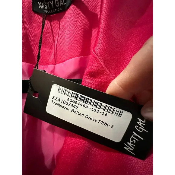 NWT Nasty Gal Pink Button Up Trailblazer Beited Mini Dress Size 6 - Picture 5 of 7
